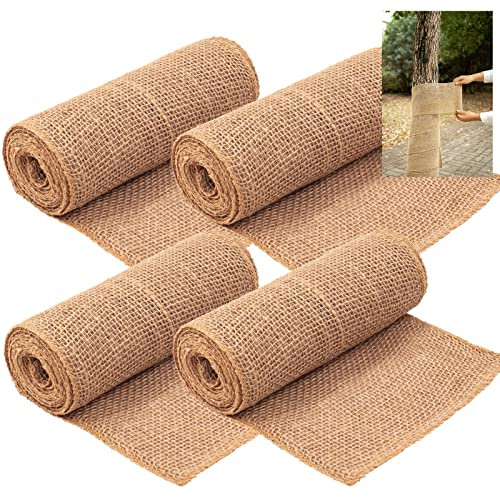 SYWHXY 4 Rolls Natural Jute Burlap Tree Wraps, 7.8×9.8' Winter Tree Protector Wraps Garden Tree Trunk Guard Plant Wrap Shrub Plants Bandage Wraps for Keep Plant Warm
