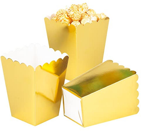 CC wonderland zone 24pcs Gold Mini Popcorn Boxes Paper Popcorn Containers-Party Popcorn Cardboard