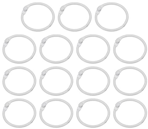 PATIKIL Loose Leaf Binder Rings 1 Inch, 15 Pack Metal Flash Card Book Binding Rings for Key Chain Index Card Scrapbooks, White