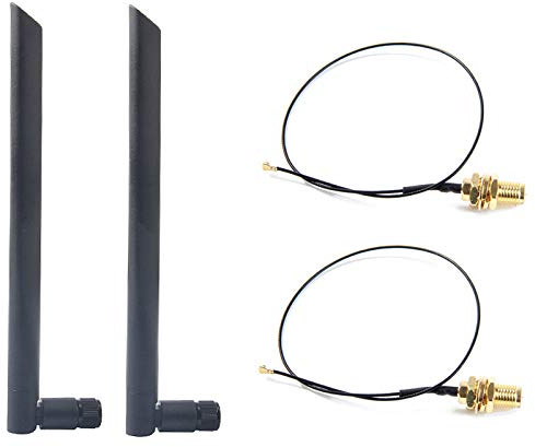Koanhinn Antena WiFi inalámbrica de doble banda 6Dbi RP-SMA+MHF4 Cable Pigtail para AX200 AC9260 NGFF M.2 Módulos WIFI/WLAN