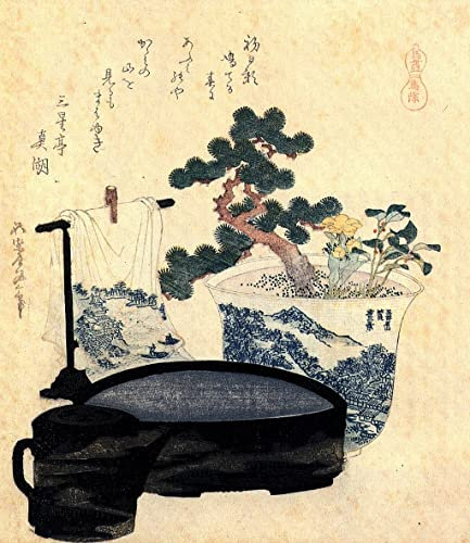 MSTECO arte de la pared de la lona lienzos decorativos Pintura famosa Lavabo lacado y aguamanil de Katsushika Hokusai para sala de estar 60x90cm