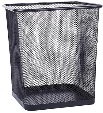 Bafnsiji Mesh Waste Paper Bin, Black Mesh Wastebasket, Metal Mesh Waste Paper Bin, Lightweight Waste Basket Garbage Can, Metal Rubbish Bin for Bedroom, Office, Bathroom,27cm