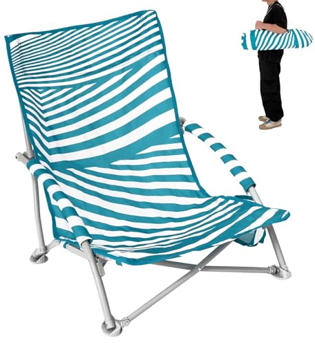 #WEJOY Low Beach Chairs for Adults Lightweight Beach Chair with Cup Holder Heavy Duty Portable Beach Chair for with Carry Bag for Outdoor Lawn Camp Trip Picnic Fishing