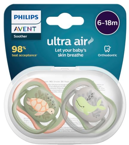 Ultra Air Schnuller 6/18 Monate, verschiedene Farben, 2 Stück Philips Avent