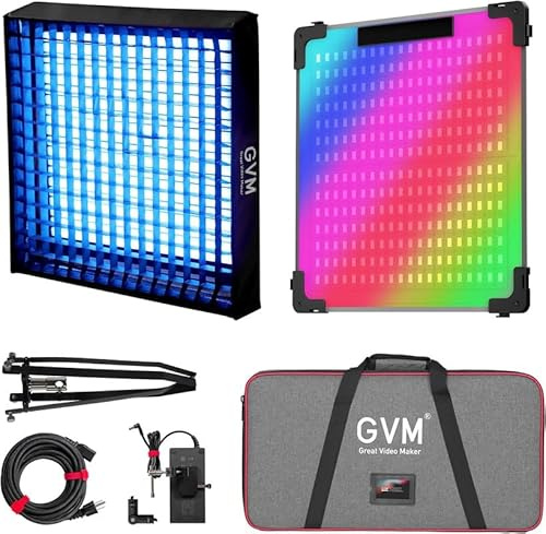 GVM 100 W opvouwbaar LED photolichtpaneel, RGB videolamp Met Softbox, 2000K-10000K studiolamp continu Licht, videolamp Met 16 soorten lichtscènes, studiolamp-videoverlichting voor fotostudioset