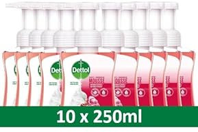 Dettol - Lot de 10 Douceur de mousse - Savon pour les Mains - Rose & Fleur de Cerisier