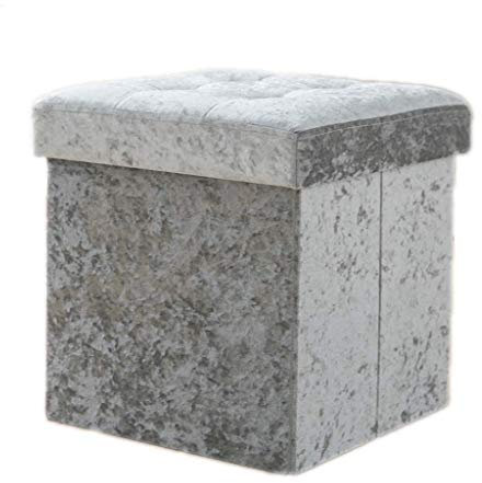 Aufbewahrungshocker, zusammenklappbarer Sitzwürfel, Pannesamt, Ottomane, Stühle, Box, Fußhocker (Farbe: Beige)