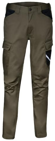 COFRA V707-0-03.Z/2 - Busot Pantaloni da Lavoro con Tasche - Taglia S - Fango/Nero