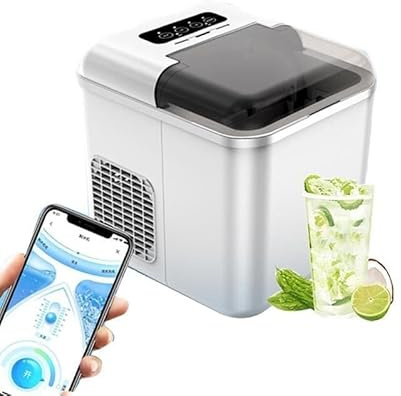 Ice Maker Machine, Countertop Ice Cube Maker WiFi intelligent control, 2 Ice Cube Sizes, Self-Cleaning Ice Maker with Ice Scoop and Basket for Home/Office/Bar