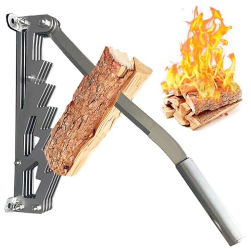 Cocoarm Divisor de Leña Montado en la Pared Divisor de Troncos de Madera de Acero Al Carbono Cortador de Leña Manual Portátil Divisor de Madera Resistente, para Acampar 57 X 10 Cm (Silver)