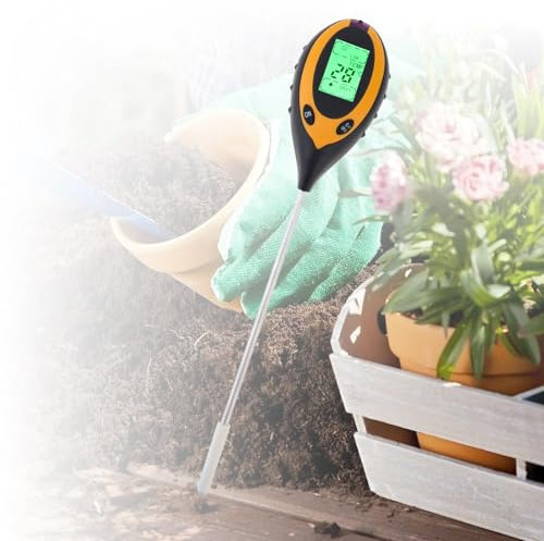 Smgda Probador de suelo 4 en 1, medidor de temperatura, luz, PH/humedad para plantas/jardín/granja con batería de 9 V, medidor digital de humedad y agua de plantas, medidor de pH del suelo