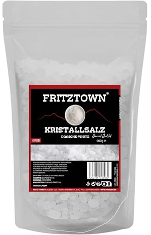 FRITZTOWN Rosa Kristallsalz bekannt als Himalaya Salz, Diamond White, grob für Salzmühle, 900g, wiederverschließbar, original aus Punjab Pakistan