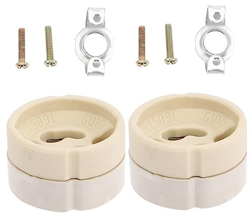 DIYEAH Douilles D'éclairage en Céramique Gu10/gz10 Support, Pièces de Rechange pour Lampes Candélabres, Installation Sécurisée pour Maison et Bureau, Lot de 2 Unités, Usage Solide