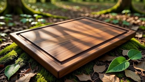 Planche à Découper en Noyer Massif, Style Rustique Fabrication Française. Élégance et Robustesse avec cette Création Artisanale, Idéale pour une Cuisine Haut de Gamme Ecoresponsable et Confortable.