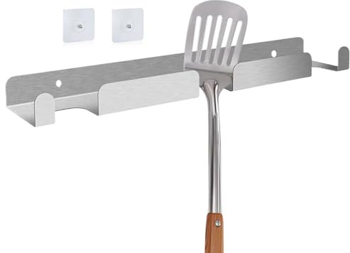 Nbbwwu Pizza Peel Holder,Organizing Bracket | Wall Mounted Storage Shelf Stainless Steel Tool Organizer for Kitchen Utensils Shop Brushes Spatulas Commercial Restaurant Spoons