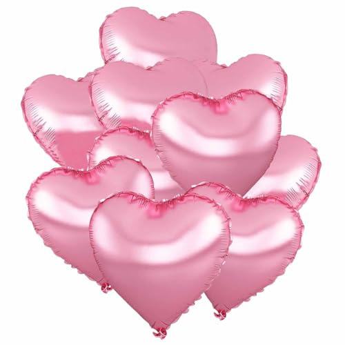 Herz Folienballons, 10 Stück Rosa Herz Helium Luftballons Heliumballon Herzen Pink Herzluftballons Herzform Folienluftballon Herzballons für Geburtstag Hochzeit Brautdusche Valentinstag