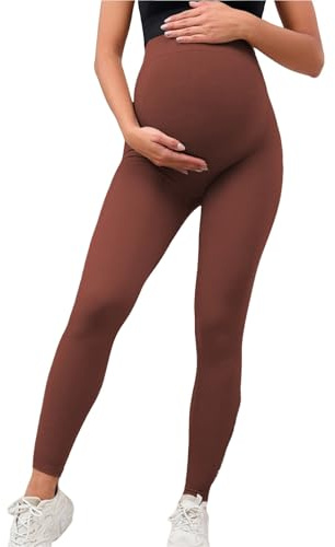 Generisch Pantalon de maternité pour le yoga et les loisirs - Taille extensible - Polyvalent - Pantalon de salon - Mode de grossesse - Legging pour femme enceinte, café, XL