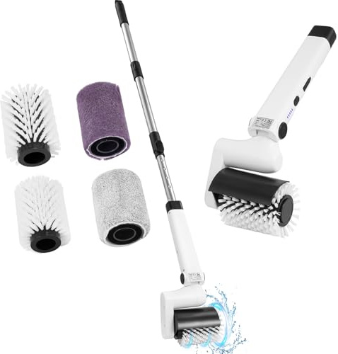 Elektrische Reinigungsbürste,2 Geschwindigkeiten Elektrische Putzbürste mit 4 Wechselbürsten,Elektrischer Putzbürstemit Verstellbarem Griff,IPX7 Wasserdicht Electric Cleaning Brush für Bad Küche Auto