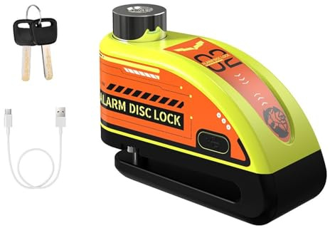 Candado Moto Candado Recargable para Motocicleta, Alarma de Disco, Bloqueo de 130 dB, Alarma antirrobo para Motocicleta, Alarma para Moto(Set T)
