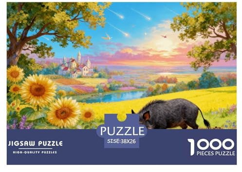 Puzzle Sanglier 1000 Pièces pour Adultes Et Enfants, Défi Ludique Et Familial, Casse-tête Buisson Fleuri, Home Decor, Idée Cadeau 38x26cm/1000pcs