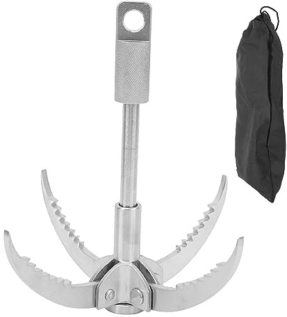Fuchooky Gancho de Agarre Plegable de 4 Garras de Acero Inoxidable, Herramienta de Supervivencia Resistente para Escalada en Roca, Camping, Senderismo, Remolque Rescate