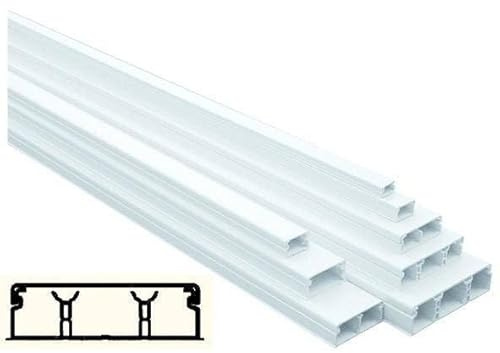 Canaleta 60x16 – 2 Metros Con División 1/3 – PVC Resistente – Gestión De Cables – Montaje Sencillo – Apto Para Instalaciones Eléctricas – Blanco