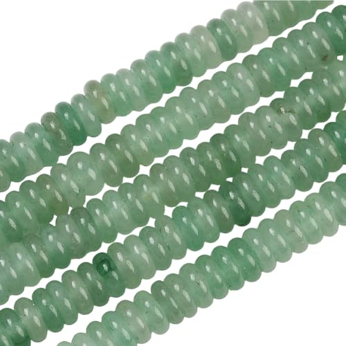 PONABEADIY 1 scatola Da Circa 174 pezzi Da 6mm di Perline di Pietra Rondelle Verde Naturale con Fori, Perline Distanziatrici per Chakra di Cristallo di Avventurina, per La Creazione di Gioielli, Colla