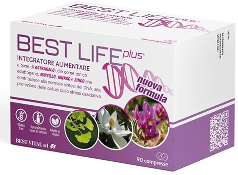 Best Life Plus Integratore Alimentare a base di ASTRAGALO, MIRTILLO, GINKGO e ZINCO, 90 Capsule. Confezione 3 mesi