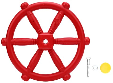 Jxngery Rueda de Barco Pirata Volante de Juguete para casa en el árbol Casa de Juegos al Aire Patio Trasero Juego de Columpio Accesorios para Juegos Adjuntos (Roja)