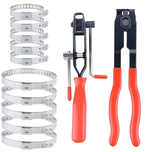 Lot de 12 pinces pour colliers d'essieu, 2 pinces de serrage pour manchettes d'essieu et 10 colliers de serrage réglables, convient pour la plupart des kits d'outils de sertissage de voitures