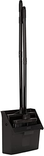 Carlisle FoodService Products Duo-Pan Upright Dust Pan and Broom Set, Essential Cleaning Tools for Home and Commercial Use, 36 Handle, 1 Count, Black