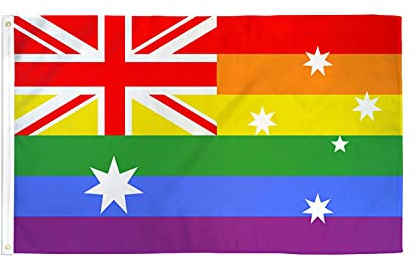 AZ FLAG Drapeau Australie Arc-En-Ciel 150x90 cm Polyester 100D 2 Œillets | Usage intérieur et extérieur Drapeau décoratif gay Australia Rainbow coutures doubles et bords renforcés