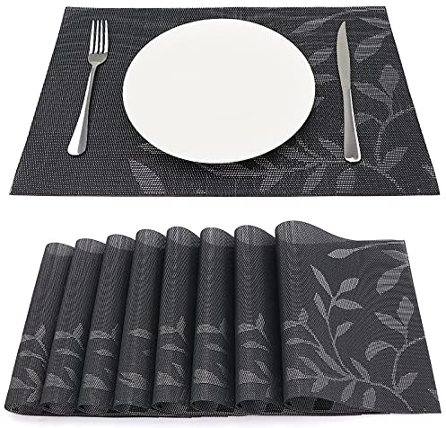SueH Design Abwaschbar Tischsets 8er Set, Platzsets 45x30cm, Dunkle Blätter