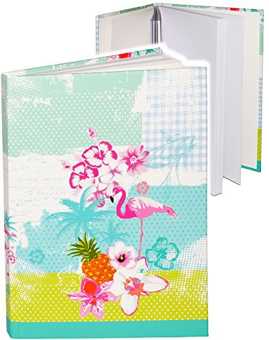 alles-meine.de GmbH Tagebuch/Reisetagebuch/Notizbuch - Flamingo & Hibiskus Blume - Hawaii - A5 blanko weiß - Dickes Buch gebunden - 200 Seiten - Hardcover - Mädchen Junge..