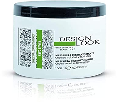 DESIGN LOOK MASCARILLA REESTRUCTURANTE Acido HIALURONICO Y COLAGENO Repair Care 1000ML, Negro, Estandar