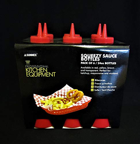 Kitchen Equipment Pack of 6 Sleeves Squeezy Sauce Red Bottles 340ml / 12oz
