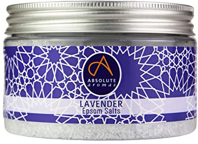 Absolute Aromas Lavender Epsom Bath Salts 300g- Magnesium Sulphate Infused with 100% Pure French Lavender Essential Oil - Soothe Skin and Calm The Senses.