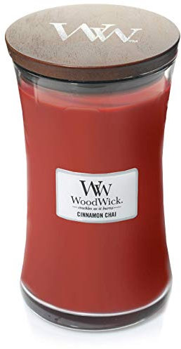 WoodWick Large Hourglass Scented Candle | Cinnamon Chai | with Crackling Wick | Burn Time: up to 130 Hours