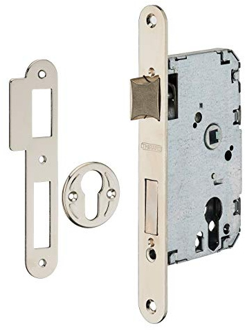 THIRARD - Boîtier de Serrure Encastrable à Cylindre - Axe 50 mm - Pour Porte d'Entrée - Bouts Ronds - Coffre Acier Embouti - Têtière Acier - Demi-Tour Réversible - Gris