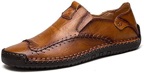 Hombre Cuero Mocasines Casual Moda Conducción Zapatillas Negocios Plataforma Gamuza Barco Zapatos Oxfords(Light Marrón,47 EU,28.5CM De talón a Dedo del pie