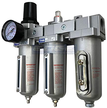 3 STAGE, HEAVY DUTY INDUSTRIAL GRADE FILTER REGULATOR COALESCING DESICCANT DRYER SYSTEM FOR COMPRESSED AIR LINES, METAL BOWLS, GREAT FOR PAINT SPRAY AND PLASMA CUTTER (1/2 NPT, MANUAL DRAIN)