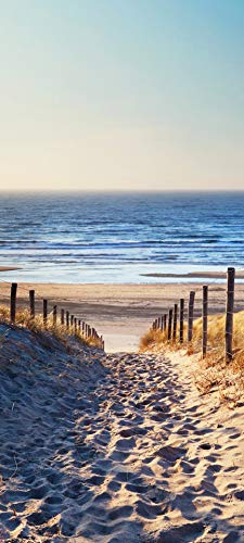 Bilderdepot24 selbstklebende Türtapete Weg zum Strand 90 x 200 cm - einteiliger Türsticker Türfolie - sommerlicher Sandstrand Dünen