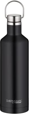 THERMOcafé by THERMOS TC TRAVELER BOTTLE charcoal black mat 0,50l, Thermosflasche aus Edelstahl, 12h heiß & 24h kalt, absolut dicht für Schule, Büro, Wasserflasche mit Griff, isolierte Trinkflasche