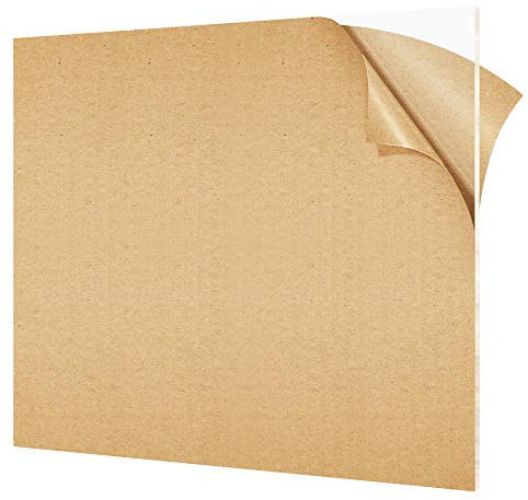 1/4” Clear Cast Plexiglass Panel | 6.35mm Transparent Acrylic Sheet (12x12) as PMMA Thick Plastic Plexi Glass Board with Protective Paper for DIY Signs, Sneeze Guide, Table Cover, Display Case