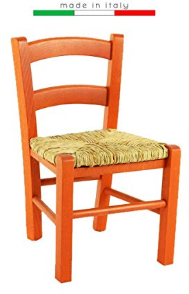 Stuhl Venezia Baby Kinder niedrig Kinder Holz Party bunt Restaurant Küche Stroh (Orange, 1)