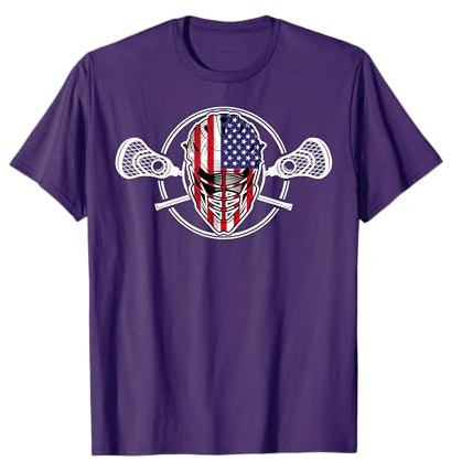 Lacrosse US Flag Lacrosse Player Helmet sticks men woman T-Shirt