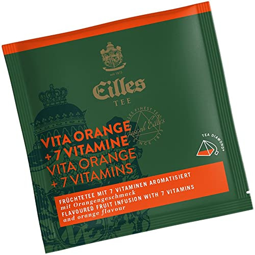 Pyramidenbeutel TEA DIAMONDS Vita Orange + 7 Vitamine von Eilles, 50 Stück einzelverpackt