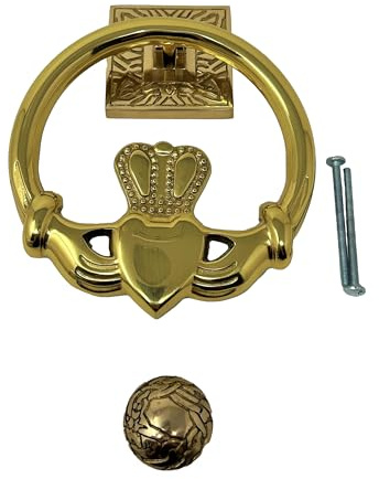 Claddagh, runder Türklopfer für Haustür, Antik-Cooper, poliertes Messing, satiniertes Nickel, Irland, Heimdekoration, 14 cm x 14 cm
