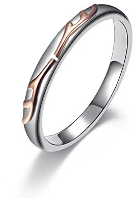 Stfery Freundschaftsringe Beste Freundinnen, Herren Ring 54 Silber Geweih Modeschmuck Geburtstags Geschenk für Freund