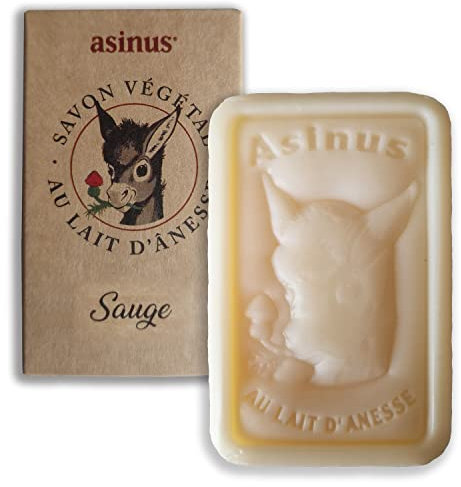 Savon lait d'ânesse bio parfumé sauge apaisant régénérant main visage corps peau délicate sensible toilette 100grs haute qualité idée cadeau homme femme fabrication française anniversaire Noel